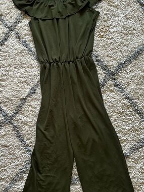 Hybrid & Company Off-The-Shoulder Ruffle Wide-Leg Jumpsuit Elastic Waist 2X